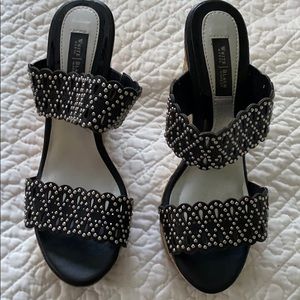 WHBM JORJA Black Embellished Platform Sandals 6